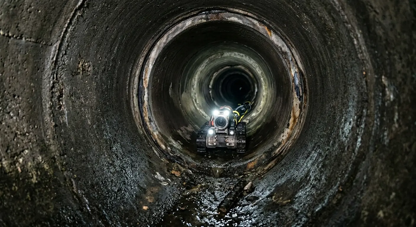 Robotic sewer camera inspecting pipe interior for Sewer Line Repair in Fort Hunt